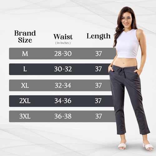 Image of TRASA Ultra Soft Cotton Regular and Plus 8 Colour Cotton Pants for Womens and Girls - Available Sizes : M,L,XL,2XL,3XL,4XL,5XL