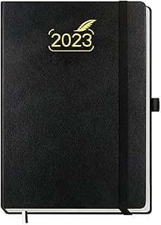 2023 Diary by BEZEND, A5 Planner Week to View 21 x 14.8 cm, Daily Weekly and Monthly Calendar with Pen Holder,FSC Certified 80GSM Paper, Flexible Hard Cover - Black