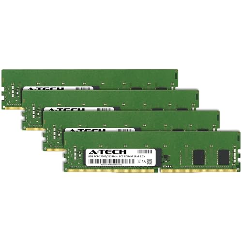 Image of A-Tech Server 32GB Kit (4x8GB) DDR4 2133MHz PC4-17000 ECC RDIMM 1Rx8 Single Rank 1.2V ECC Registered DIMM 288-Pin Server RAM Memory Upgrade Modules (A-Tech Enterprise Series)