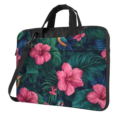 Bolso para laptop impermeable con hojas tropicales 14 pulg miniatura 1