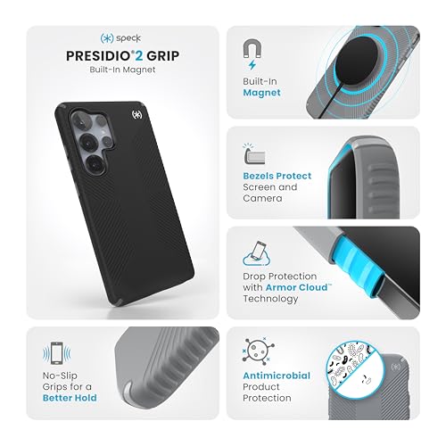 Image of Speck Samsung Galaxy S25 Ultra Case - Magnet Case, 13-Foot Drop Protection, No-Slip Grips - Samsung S25 Ultra Case Magsafe - Raised Bezel and Enhanced Buttons - Presidio 2 Grip