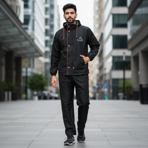 Image of Trustous Men's Waterproof Raincoat Suit with Hood | Jacket & Pant Rainwear Set | Full Body Waterproof Raincoat for Men | Outdoor Monsoon Wear | Lightweight Premium Rain Suit.