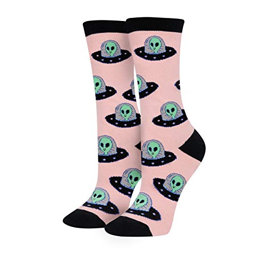HAPPYPOP Womens Funny Alien Socks Space Socks UFO Socks Alien Gifts Space Gifts For Women Space Lovers