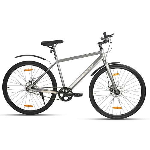 Image of ROADGIANT BRO-Code 700C | Dual Disc Brake | Hy-Brid | Aluminum Frame Bicycle |Single Speed | Light Weight | Unisex| for All-Terrain Riding (Grey)