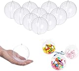 Clear Plastic Fillable Christmas DIY Craft Ball Ornament - Pack of 10