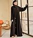 DIVINELY CRAFTED Women Abaya Button-Up - Modest And Fashionable Wear, Long Sleeve, Wrinkle Resistant, Breathable Fabric - Black, XL (Length 58)