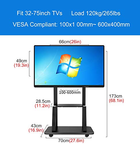 Soporte móvil universal para TV de 32 a 75 pulgadas, negro miniatura 2