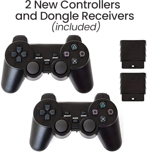 Image of Zeust PlayStation 2 Gaming System Bundle - Includes PS2 Console Slim & 2 Wireless Controllers - PlayStation 2 Console Like New - PS2 Video Game Console Black (Renewed)