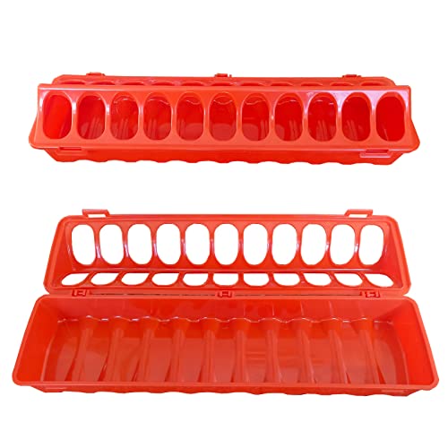 2 Pack Plastic Flip Top Bird Small Poultry Feeder, Small Poultry Feeder, Plastic Flip Top 22 Hole Bird Feeder, Feeding And Drinking Dispenser For Pigeons, Chickens, Parrots, Quail And More #TOP3