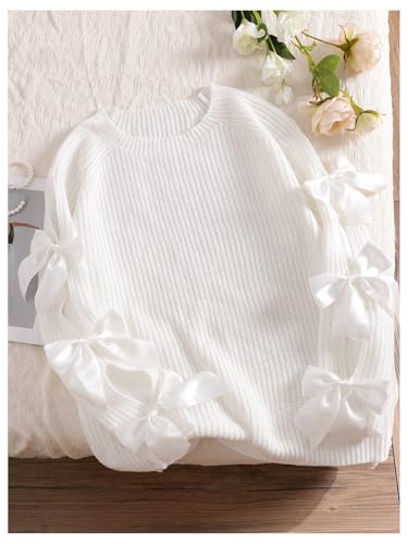 Image of SHENHE Women's Plus Size Sweaters Bow Cutout Crewneck Long Raglan Sleeve Knit Tops Chunky Sweaters