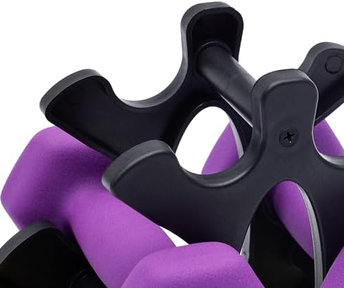 Amazon Basics Neoprene Dumbbell Hand Weights with Stand, Rack with 3 Pairs (2, 3, and 5 pound), Non-Slip Hexagon, Pink/Purple/Green - 2