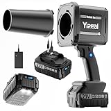 YIREAL 2025改良強化版 洗車 ブロワー 強力 ブロアー 充電式 エアーブロアー 【 航空級モーター・ 無段階変速・ 600g超強推力・80m/s 大風速 ・75db超低騒音 】LEDライト付き 3000mAhバッテリ一*2個 残量表示【 AI節電・ 風速ロック・風量調整可・ノズル付き・Type-C充電可】コードレス 小型 庭掃除/キーボード/網戸/除雪/着火 (ブラックA)