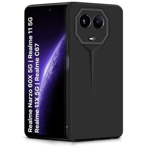Image of WOW IMAGINE Slim Back Cover for Realme Narzo 60X 5G | Realme 11X 5G | 11X 5G | C67 5G | Blade Series Ultra Thin Case | Camera Protection | Soft Matte Silicone Flexible Mobile Case - Black