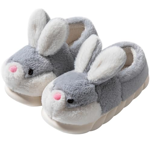 YILANLAN Women's Cute Bunny Animals Soft Cosy Furry House Slippers Winter Warm Indoor Slippers
