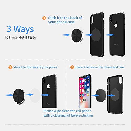 Salex Phone Metal Plates 4 Pack For Magnetic Car Mount. Kit Of 4 Clear Silver Round 3M Adhesive Discs Without Holes For Case Back. Strong Circular Cell Phone Magnet Holder Replacement Stickers Set #TOP4