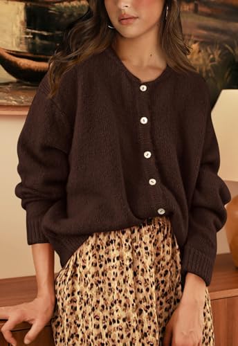 Image of PRETTYGARDEN Long Sleeve Crewneck Button Down Womens Sweaters Fall Open Front Chunky Cardigan Sweaters for Women 2026