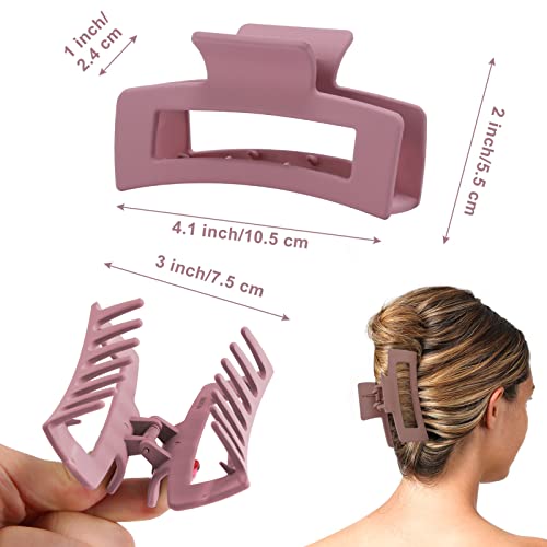6 Pack Square Claw Clips, Hair Claw Clips For Women Girls, 3.5" Medium Non-Slip Hair Clips, Rectangular Claw Hair Clips, Matte Hair Claws Strong Hair Styling Accessories Jumbo Claw Clip For Thin Hair #TOP2