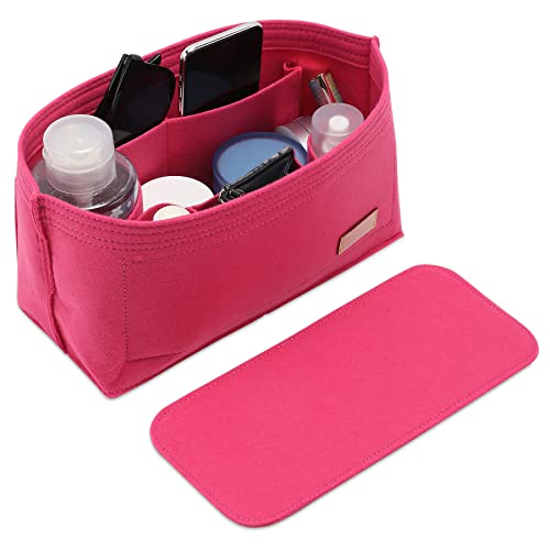 Image of Doxo Purse Organizer Insert & Base Shaper 2pc Set, Felt Handbag & Tote Bag Fit L Speedy 30 Nererfull PM More(M-Rose)