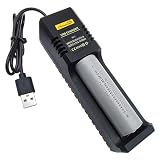 21700 Rechargeable Battery Charger,Single-Slot Intelligent Battery Charger for 3.7V Li-ion 26650,21700 5000mah,18650,18500,18350,16650 Rechargeable Battery