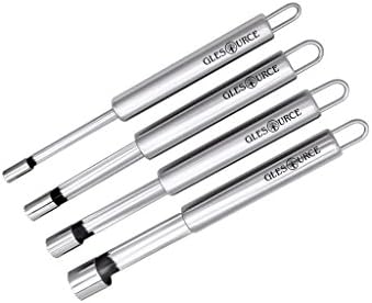 GLESOURCE Corers & Pitters Set of 4, Multi-Function Corers & Pitters Remover Set, Stainless Steel Core Remover Tool for Apple, Pear, Cherry, Jujube, Red Dates,pickle corer or More for Home & Kitchen