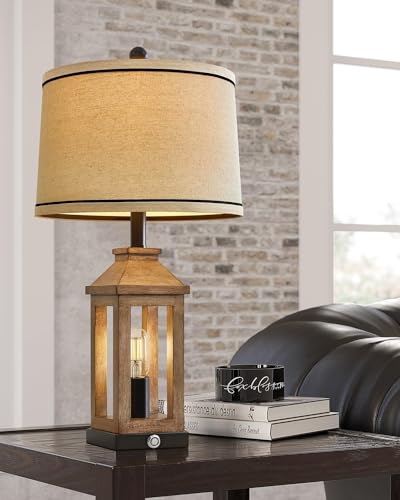 G-SAFAVA 23.75" Farmhouse Dual USB Charging Ports 3-Way Dimmable Touch Control Table Lamp with Nightlight Vintage Modern Lamps for Living Room Bedroom - Image 7