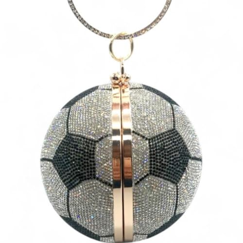 Crystal Pave Soccer Ball Pendant Clutch Bag for Women
