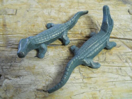 Vintage 2 Cast Iron Gators Garden Yard Art Pool Home Decor Alligator Pond