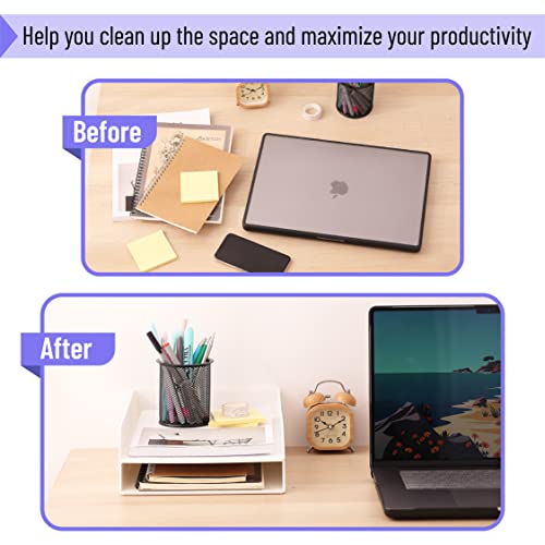 Mr. Pen- Letter Tray Desk Organizer, Plastic, 2 Pack, White File Organizer For Desk, Paper Organizer For Desk, Paper Holder For Desk, White Desk Organizer, Paper Tray Organizer, Office Desk Organizers #TOP6