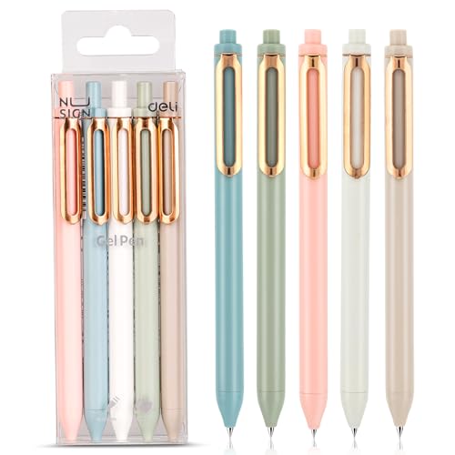 NUSIGN Gel Pens, 5 Pcs 0.5mm Retractable Quick Dry Black