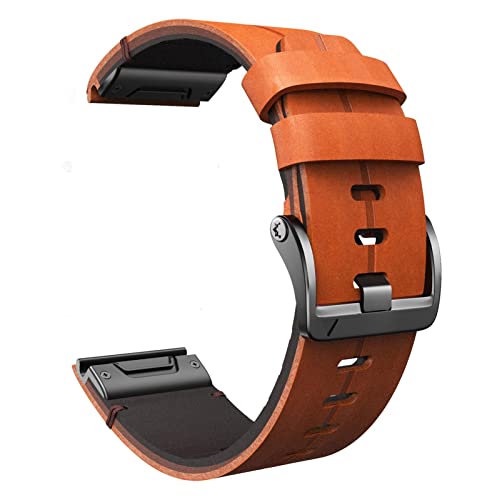 MENGKE 26mm de reloj de reloj for FENIX 5x / FENIX 5X PLUS Strap de cuero genuino 22 mm ajuste for Fenix ​​6 / Fenix ​​6 Pro/Forerunner 935(Brown,26mm)