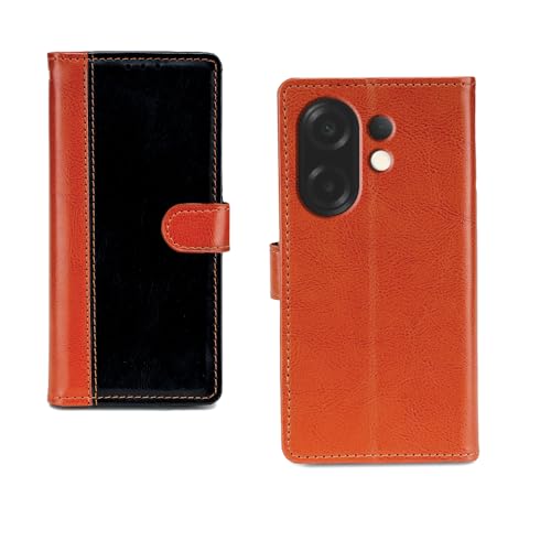 Image of amazon basics Vivo X200T 5G Flip Cover | Card Pockets Wallet & Stand | Flip Cover for Vivo X200T 5G (Beige and Black)