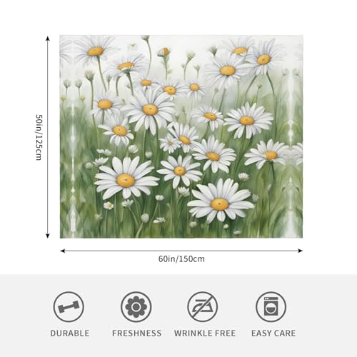 Couverture douce chaude marguerites blanches plaid léger camping voyage 152cm