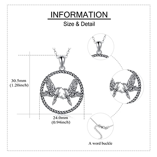 YAFEINI Raven Necklace Sterling Silver Crow Pendant Bird Necklace Raven Jewelry for Men3