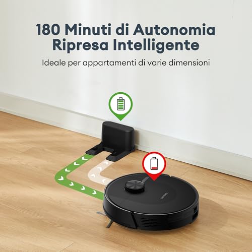 Ultenic Robot Aspirapolvere Lavapavimenti Con Lidar, 8000Pa, 180Min, Design Ultracompatto, Mappe Multilivello, Auto-Boost Tappeti, Controllo App/Alexa - 7