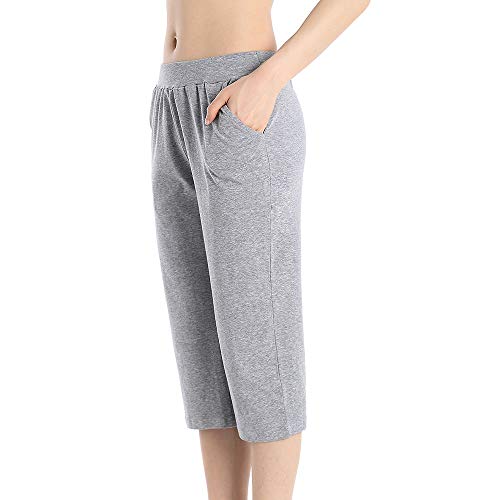 Image of QingWan Womens Shorts with Pockets Elastic Waist Spandex Athletic Short Capri Pants Yoga