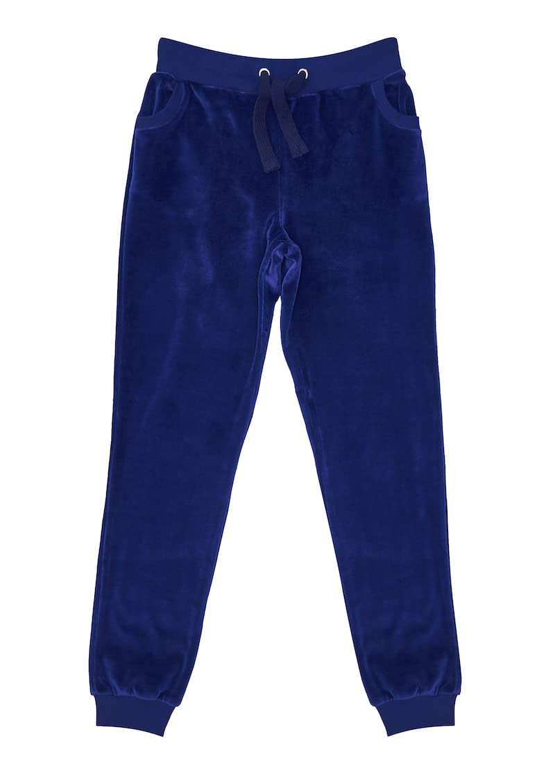 Winkiki Kinder Mädchen Velours Trainingsanzug Jogginganzug Sportanzug, in zwei Farben Rosa und Dunkel blau, Größe 140-164 (Dunkel blau, 152)