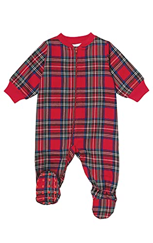 PajamaGram Newborn Christmas Pajamas - Infant Plaid Pajamas, Red, 12M