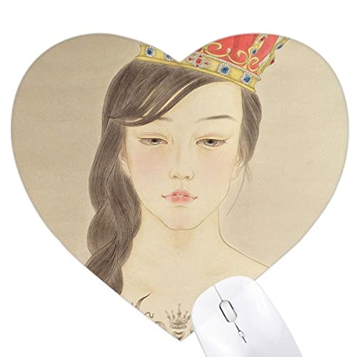 Tapis de souris en coeur motif couronne royale aquarelle chinoise haut de gamme