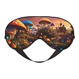 Maschera per gli occhi a doppio lato con fungo magico, maschera per occhi con cinturino regolabile, copertura per dormire gli occhi, maschera per occhi