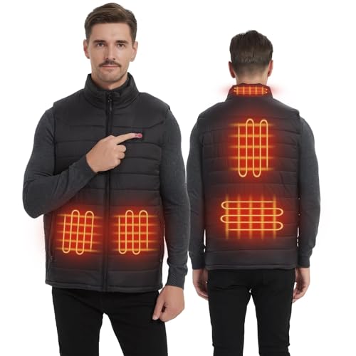 Beheizbare Jacke Herren – 6 Heizzonen, 12000mAh Akku, Wasserdicht & Winddicht