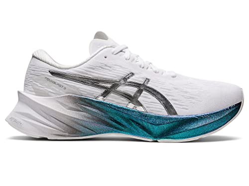 ASICS Women's NOVABLAST 3 Running Shoes, 8.5, White/Pure Silver