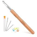 5.5 mm Crochet Hook, Wooden Handle Crochet Hooks 5.5 mm of Metal Hook, with 3 Big-Eyed Blunt Sewing