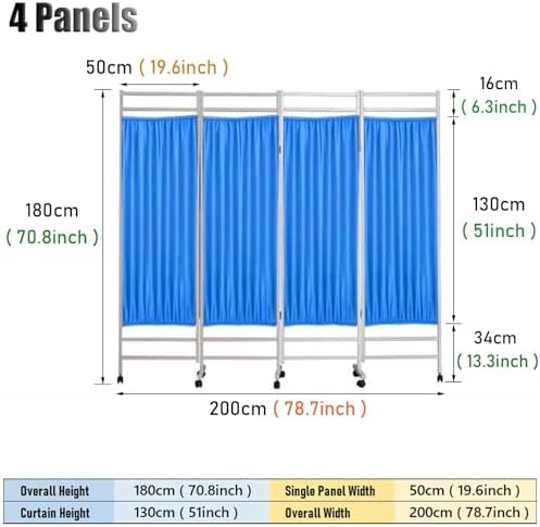 4-Panel Foldable Room Divider - Portable Privacy Screen for Doctor's Office, Beauty Salon, Clinic, Hospital - Adjustable, Lightweight Partition (Color:)