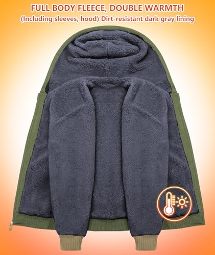 Image of GEEK LIGHTING Men's Fleece-Lined Zip Up Hoodie, Thick Hooded Jacket Winter Warm Athletic Sweatshirt
