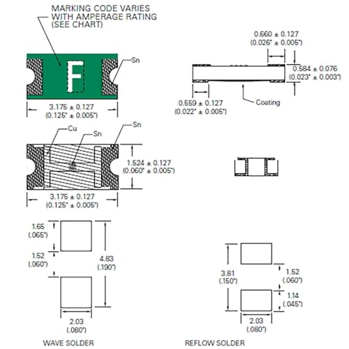 Fusible SMD 1206 375mA 125V composant électronique de coupure rapide 466 code E lot de 10