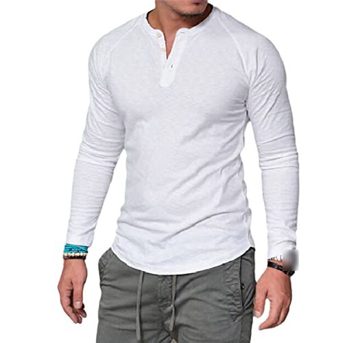 Pull manches longues homme blanc vêtement décontracté grand taille 3XL confortable