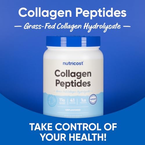 Nutricost Grass-Fed Collagen Powder 1LB (454 G) - Bovine Collagen Hydrolysate (Unflavored) - Collagen Peptides