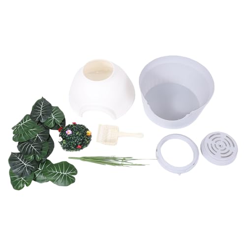 Caja de arena para gato Asixxsix con planta artificial miniatura 7