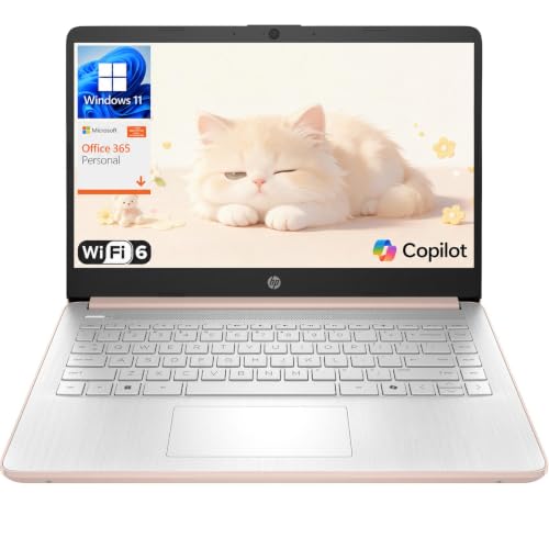 HP 14" 2026 Laptop, Intel Processor, Copilot AI, Office 365, 128GB Storage | 1TB Cloud Storage, Wi-Fi 6, HDMI, Long Battery Life, Pale Rose Gold, Windows 11 Home for Students & Everyday Computing - image 1
