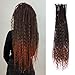 Sangtok 24in Single Ended 3 in 1 Dreadlock Extensions, 30pcs Ombre Burgundy Mixed Dreads Extensions Set SE Dreads with Curly Dreadlocks for White Women